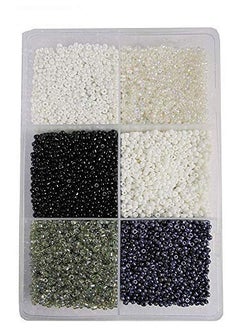 eshoppee eshoppee 3mm (8/0) 300 gm Glass Seed Beads for Jewellery Making kit Art and Crafts Materials for Embroidery Necklace Bracelet Earring Making Materials DIY kit (Black/White Family 8/0)  - Image 1