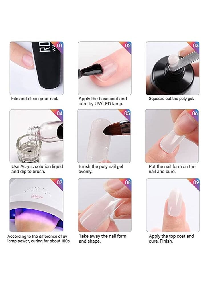 Rosalind White Poly Nile Extension Gel, ROSALIND 2 PCS 30ml White Poly Nail Gel kit Nail Builder for Opal Nail Art Decoration, Nail Thickening Poly Nail Gel Tube Easy to DIY Use Need UV Lamp  - Image 5