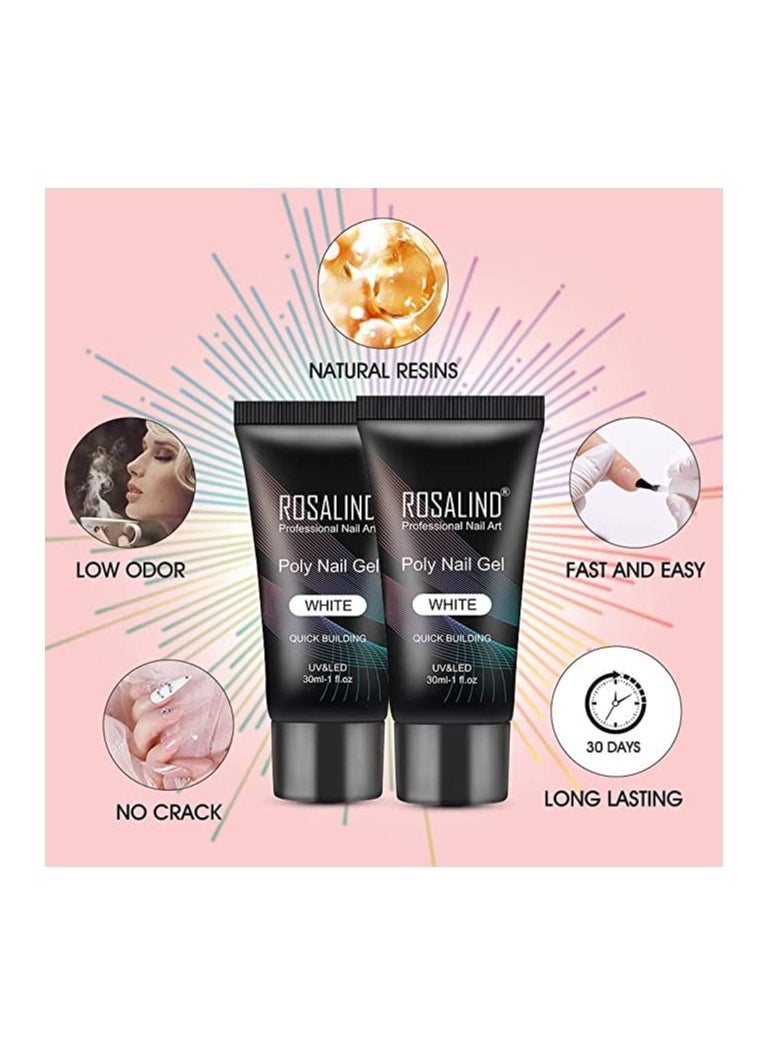 Rosalind White Poly Nile Extension Gel, ROSALIND 2 PCS 30ml White Poly Nail Gel kit Nail Builder for Opal Nail Art Decoration, Nail Thickening Poly Nail Gel Tube Easy to DIY Use Need UV Lamp  - Image 3