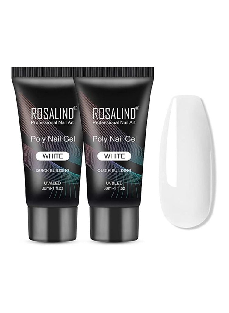 Rosalind White Poly Nile Extension Gel, ROSALIND 2 PCS 30ml White Poly Nail Gel kit Nail Builder for Opal Nail Art Decoration, Nail Thickening Poly Nail Gel Tube Easy to DIY Use Need UV Lamp  - Image 1
