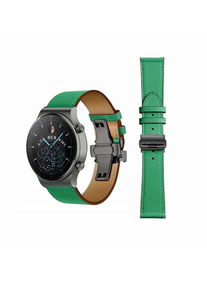 بيرفيي سوار بديل من الجلد الطبيعي مقاس 22 مم لساعة هواوي GT2 برو أخضر - Image 1