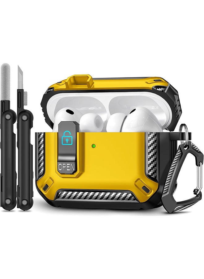 O Ozone AirPods Pro 3 Case with Phone Stand&Cleaner Kit Protective Cover for AirPods Pro 3 with Keychain for Airpods Pro 3 Case-Yellow - Image 1