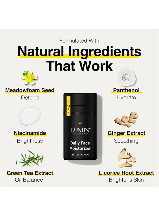 LUMIN - Daily Face Moisturizer For Men - With Niacinamide, Mens Face Lotion, Mens Skin Care, Ideal For Normal & Combination Skin, 50Ml, 1-Pack - Image 2