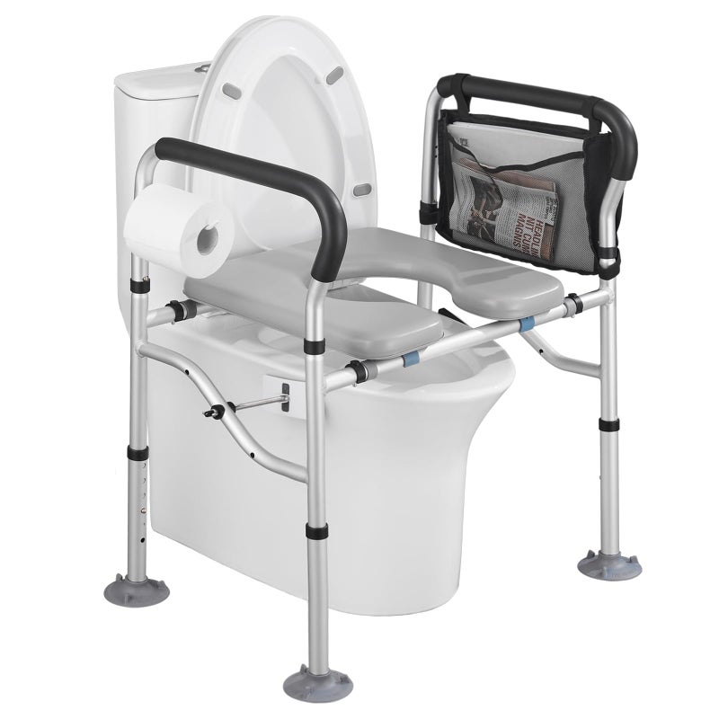 KSITEX Raised Toilet Seat 400lbs, Toilet Seat Risers for Seniors, Handicap Elevated Toilet Seat with Handles & Padded Seat, Commode Chair with Adjustable Height & Width, for Elderly, Pregnant, Fit Any Toilet - Image 1