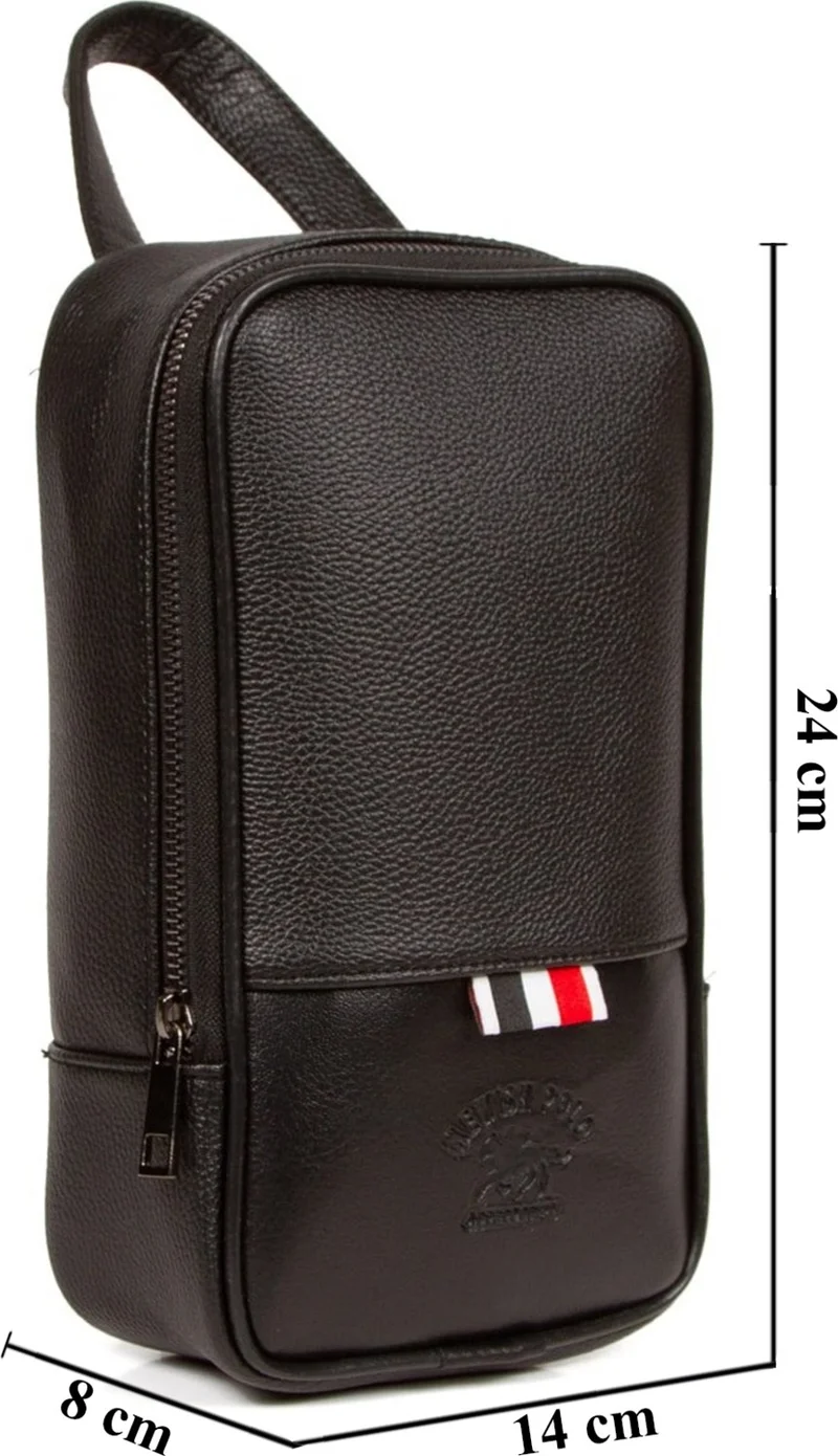 Avca Men's Black Vegan Leather Shaving Travel Cosmetic Portfolio Care Hand Bag Daily