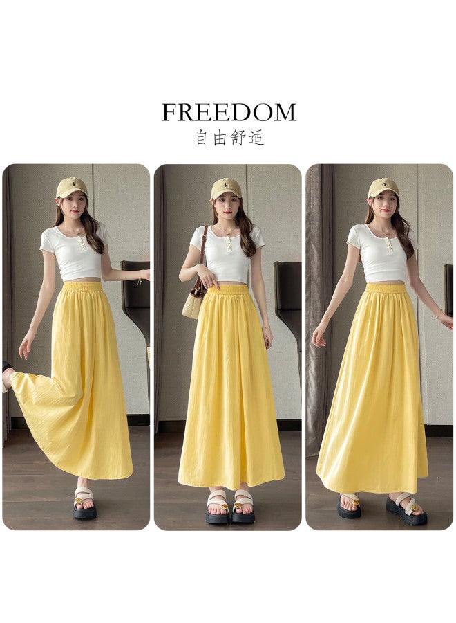 Baleno Spring/autumn Lightweight Ice Silk High-waisted A-line Woven Maxi Skirt For Women - Breathable Casual Elegant Yohji Yamamoto Style Long Skirt - Image 3
