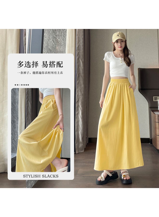 Baleno Spring/autumn Lightweight Ice Silk High-waisted A-line Woven Maxi Skirt For Women - Breathable Casual Elegant Yohji Yamamoto Style Long Skirt - Image 5