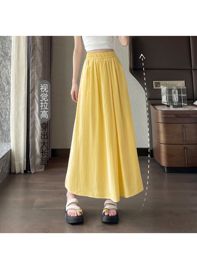 Baleno Spring/autumn Lightweight Ice Silk High-waisted A-line Woven Maxi Skirt For Women - Breathable Casual Elegant Yohji Yamamoto Style Long Skirt - Image 4