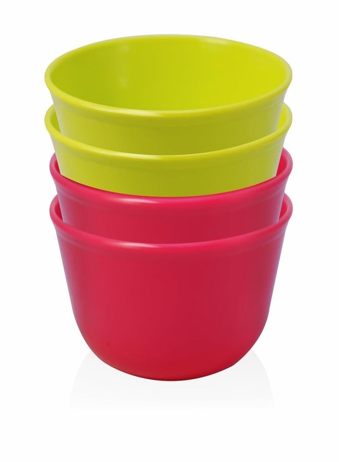 MORVI Sigma Prime 500 Microwawe Safe Multipurpose Plastic Bowl Set of 4 Pc Bowl 450 ml,Red Green Color - Image 1