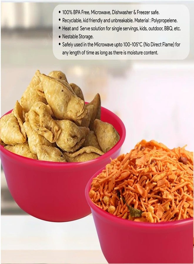 MORVI Sigma Prime 500 Microwawe Safe Multipurpose Plastic Bowl Set of 4 Pc Bowl 450 ml,Red Green Color - Image 4
