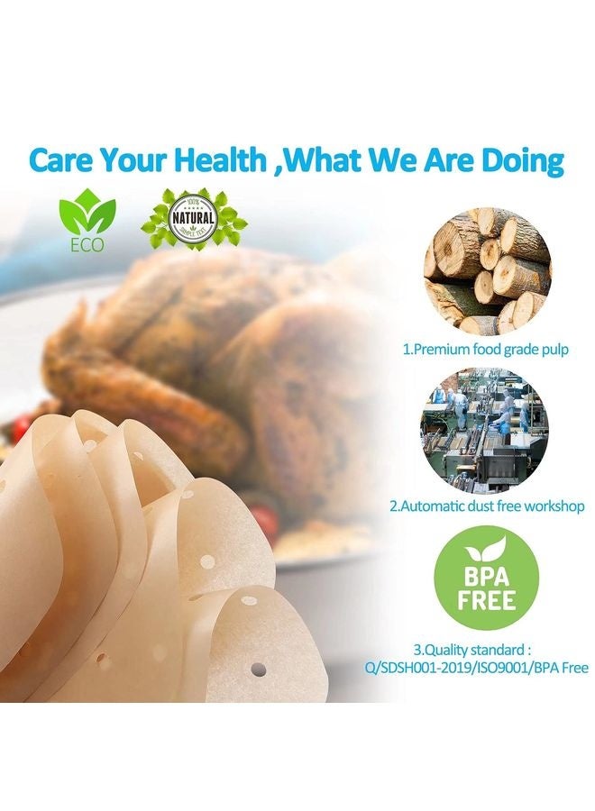 HOMESTAR Air Fryer Parchment Paper Liners: 200PCS 8.5 inch Square Perforated parchment paper for Air Fryer, Premium Bamboo Steamer Liner for Air Fryers Baking Cooking Oven - Image 3