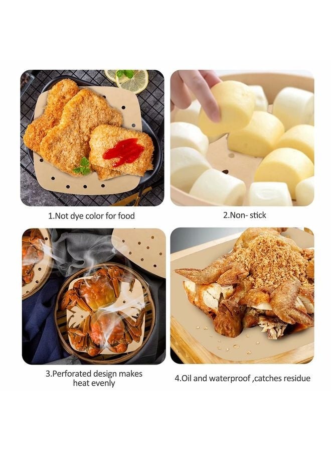 HOMESTAR Air Fryer Parchment Paper Liners: 200PCS 8.5 inch Square Perforated parchment paper for Air Fryer, Premium Bamboo Steamer Liner for Air Fryers Baking Cooking Oven - Image 5