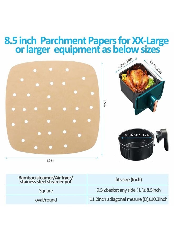 HOMESTAR Air Fryer Parchment Paper Liners: 200PCS 8.5 inch Square Perforated parchment paper for Air Fryer, Premium Bamboo Steamer Liner for Air Fryers Baking Cooking Oven - Image 2