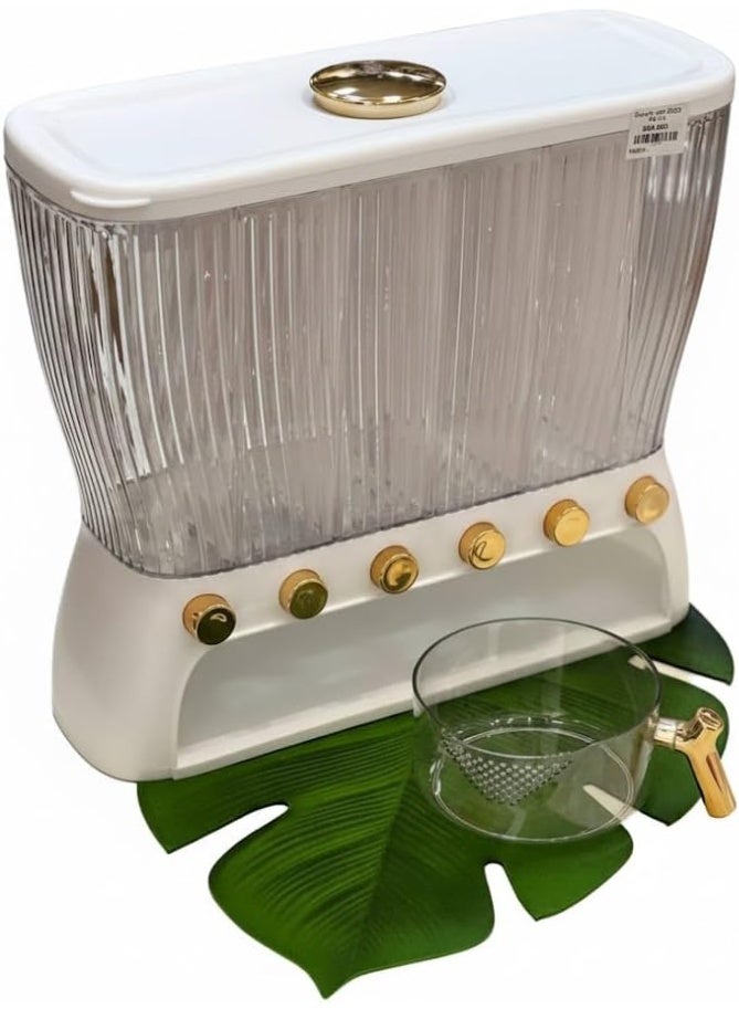 ديسبنسر بقوليات أكريليك 6 خانات مع دورق معيار – منظم أنيق للمطبخ لتخزين الحبوب والبقوليات R - Image 4