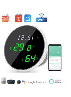 UanTii Tuya Smart Temperature Humidity Sensor Wifi Indoor Hygrometer Thermometer With LCD Display Support Google Home Alexa
