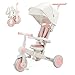 JMMD Baby Tricycle 7in1 Foldable Kids Trike with Adjustable Parent Handle Safety Harness Wheel Brakes Removable Canopy Stroll Trike for Boys Girls Ages 18 Months5 Years Pink - Image 3