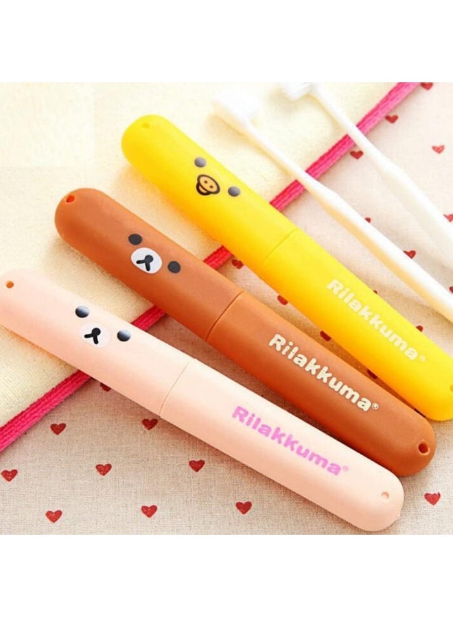 Generic Toothbrush Travel Holder Case – 3 Pack – Cute Bear Design – Portable Toothbrush Cover for Kids & Adults – Hygienic Travel Storage – Multicolor - Image 2