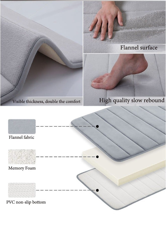 HOMESTAR Memory Foam Bathroom Mat 40x60cm (Pack of 2), Soft Shower Mat, Non-slip Comfortable High Water Absorption, Easy to Clean, Suitable for Shower, Bathtub and Floor, Bedroom, Grey - Image 2