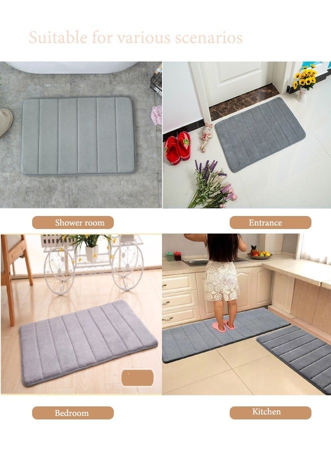 HOMESTAR Memory Foam Bathroom Mat 40x60cm (Pack of 2), Soft Shower Mat, Non-slip Comfortable High Water Absorption, Easy to Clean, Suitable for Shower, Bathtub and Floor, Bedroom, Grey - Image 4