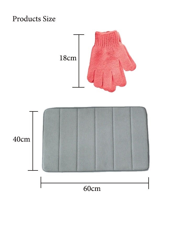 HOMESTAR Memory Foam Bathroom Mat 40x60cm (Pack of 2), Soft Shower Mat, Non-slip Comfortable High Water Absorption, Easy to Clean, Suitable for Shower, Bathtub and Floor, Bedroom, Grey - Image 3