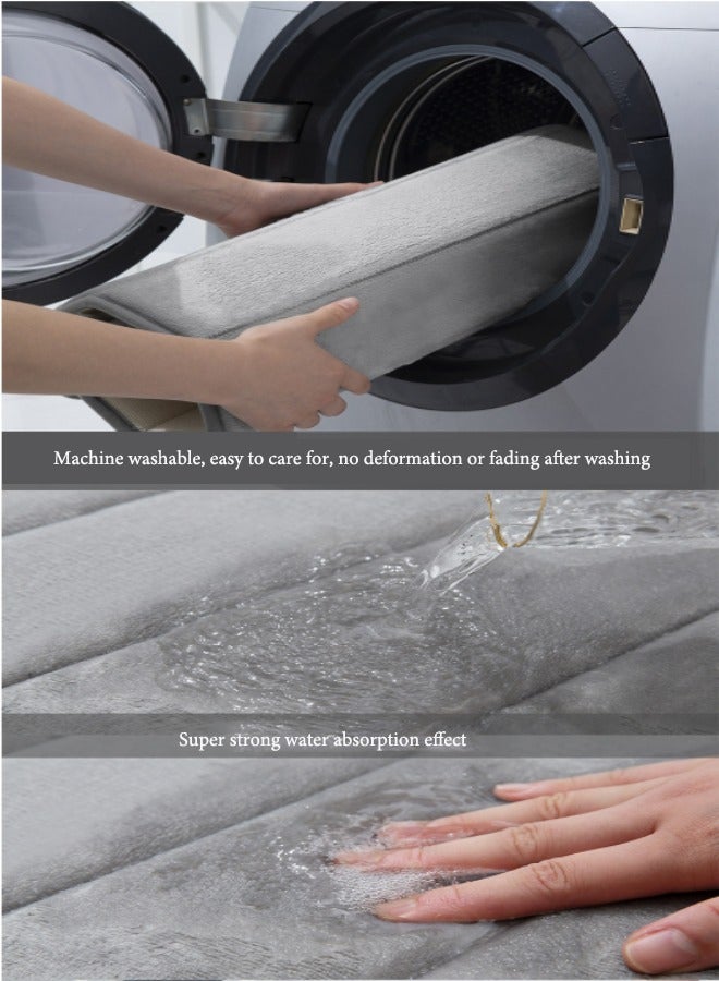 HOMESTAR Memory Foam Bathroom Mat 40x60cm (Pack of 2), Soft Shower Mat, Non-slip Comfortable High Water Absorption, Easy to Clean, Suitable for Shower, Bathtub and Floor, Bedroom, Grey - Image 5