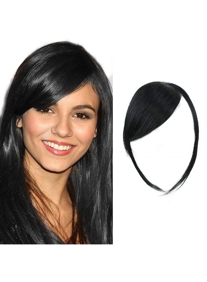 DSOAR Thick Side Bangs Clip in Bangs Real Human Hair Bang Natural Clip on Side Bangs Straight Fringe Hair Extensions(Jet Black,with Temples) - Image 1