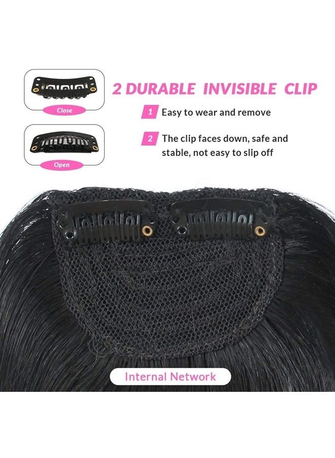 DSOAR Thick Side Bangs Clip in Bangs Real Human Hair Bang Natural Clip on Side Bangs Straight Fringe Hair Extensions(Jet Black,with Temples) - Image 2