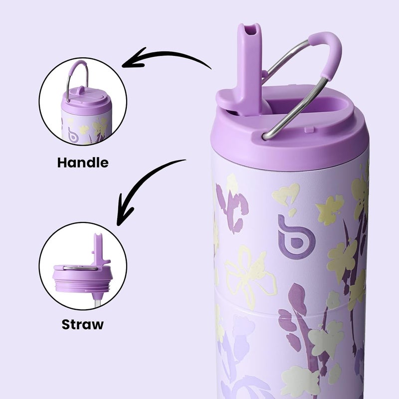 BOTTLE BOTTLE Insulated Water Bottle 24oz with Straw Lid and Handle for Sports Travel Gym Stainless Steel Water Bottles Double-Wall Vacuum Metal Leak Proof BPA-Free (Purple Grown) - Image 2