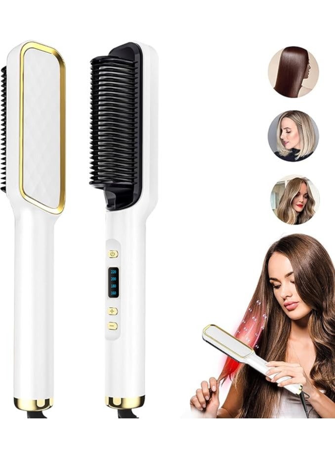 ZEPONOVA Hair Straightener Brush, Hair Straightener Comb, hair curling comb, Fast Heating & Anti-Scald, 4 temp Setting, Perfect for hair Salon at Home (white) - Image 2