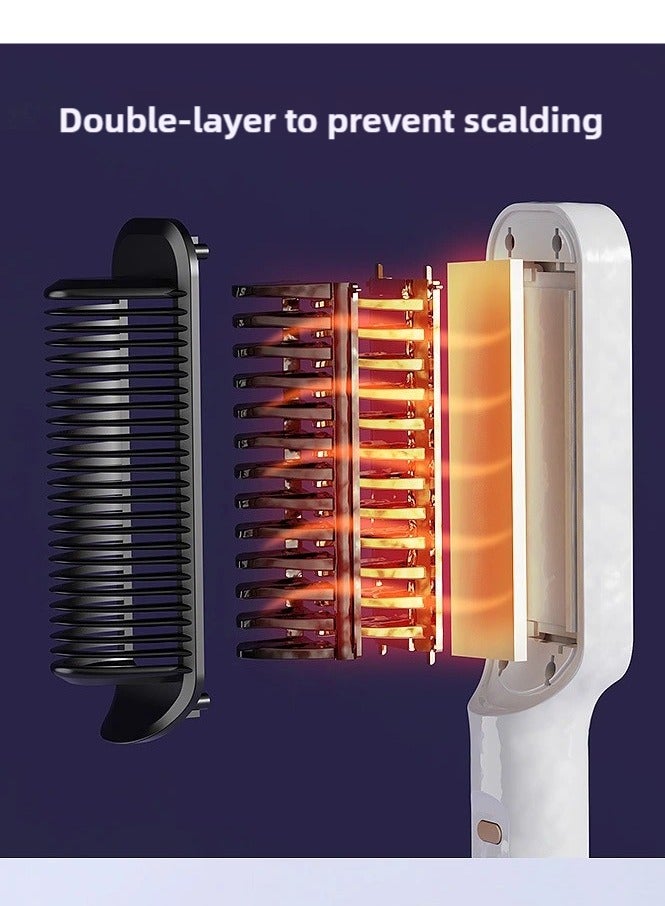 ZEPONOVA Hair Straightener Brush, Hair Straightener Comb, hair curling comb, Fast Heating & Anti-Scald, 4 temp Setting, Perfect for hair Salon at Home (white) - Image 5