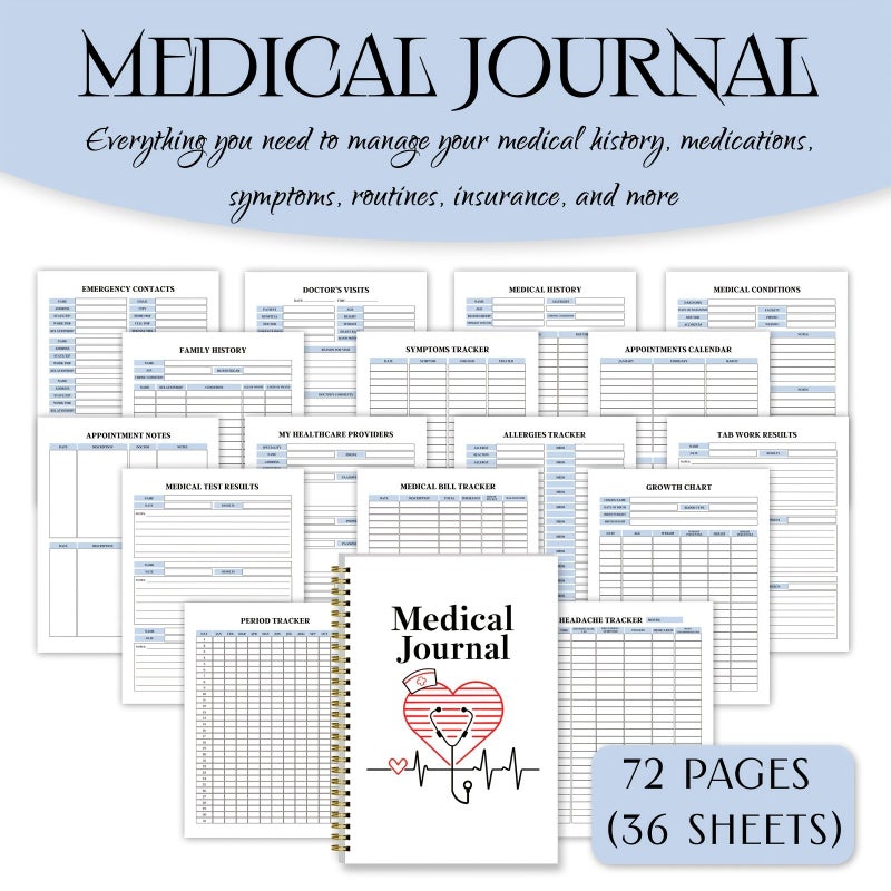 Coil Bound Medical Journal 72 Pages White Cover - Image 1