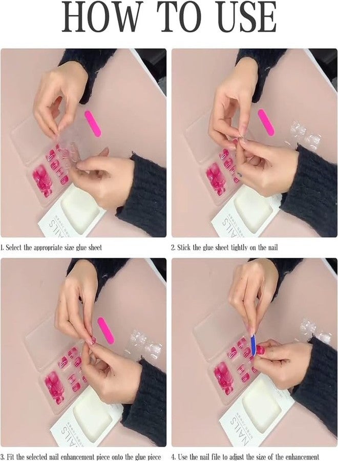 Dkriva Long Rainbow Glossy Press on Nails False Girl's Nails Lovely Gift for Women (Multi Design & Colour)(12 Pcs / 1 Box)(1 PACK) - Image 5