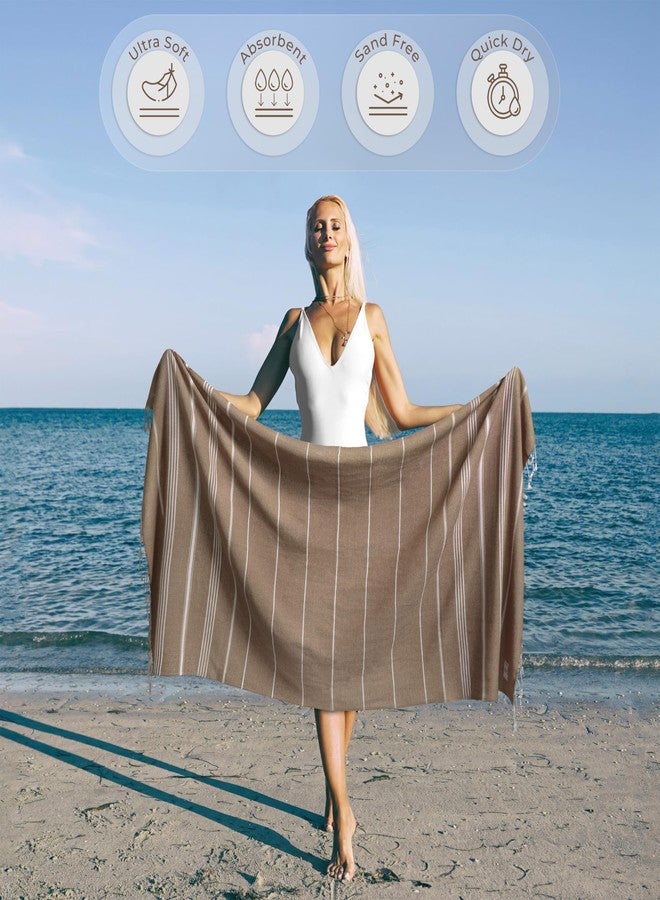 Ossano Towels Turkish Beach Towel - Oversized - Soft, Quick Dry, Sand Free, Absorbent Towels - Perfect for Beach, Travel, Pool and Bath (39x71) Latte - Image 2