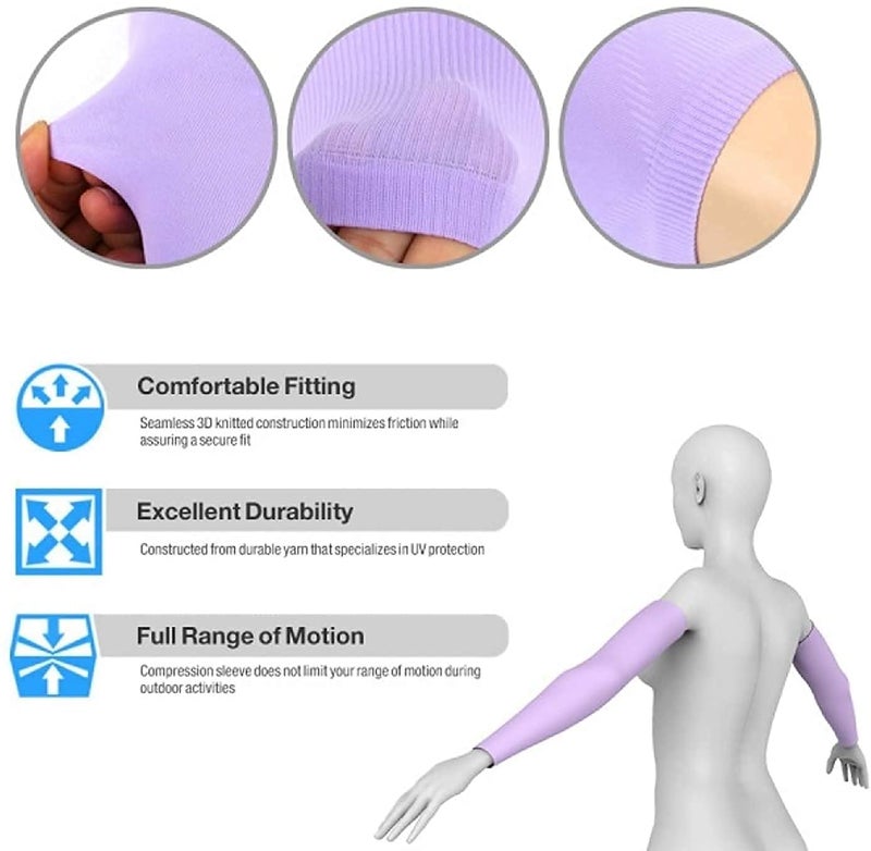 NESVIB 5 Pairs Biker/Sports Full Arm Fingerless Sleeves Gloves for UV, Dust, Summer, Sun Protection for men, Girls and Women (Black, Beige, White, Grey & Pink) - Image 2