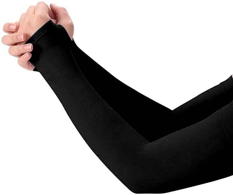 NESVIB 5 Pairs Biker/Sports Full Arm Fingerless Sleeves Gloves for UV, Dust, Summer, Sun Protection for men, Girls and Women (Black, Beige, White, Grey & Pink) - Image 4