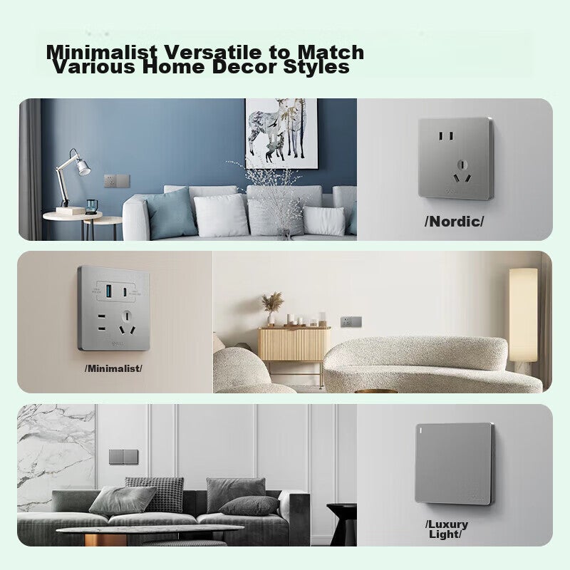 BULL Switch Socket G12 Series, 10A Slanted Five-Hole Socket, 86-Type Socket Panel, G12Z223AS, Space Gray - Image 2