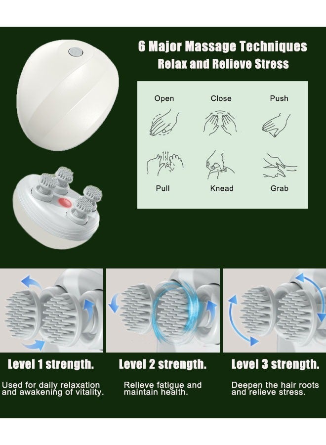 Electric Scalp Massager - Rechargeable Portable Head Massager with 96 Kneading Nodes, Multifunctional for Deep Cleansing, Stress Relief & Hair Growth - Image 3