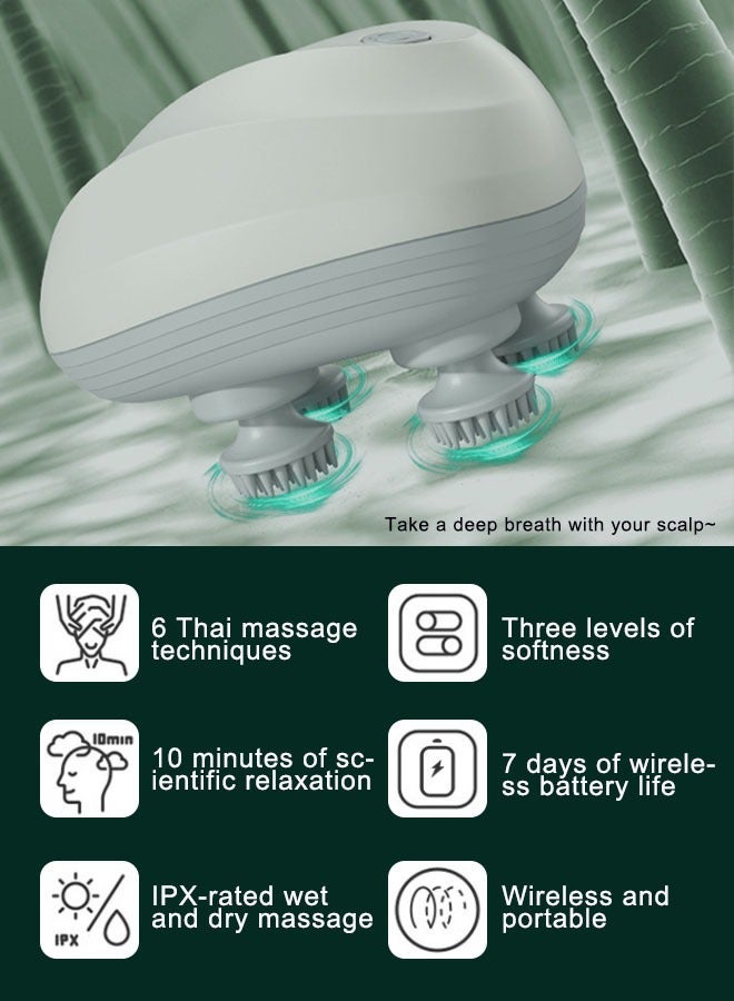 Electric Scalp Massager - Rechargeable Portable Head Massager with 96 Kneading Nodes, Multifunctional for Deep Cleansing, Stress Relief & Hair Growth - Image 2