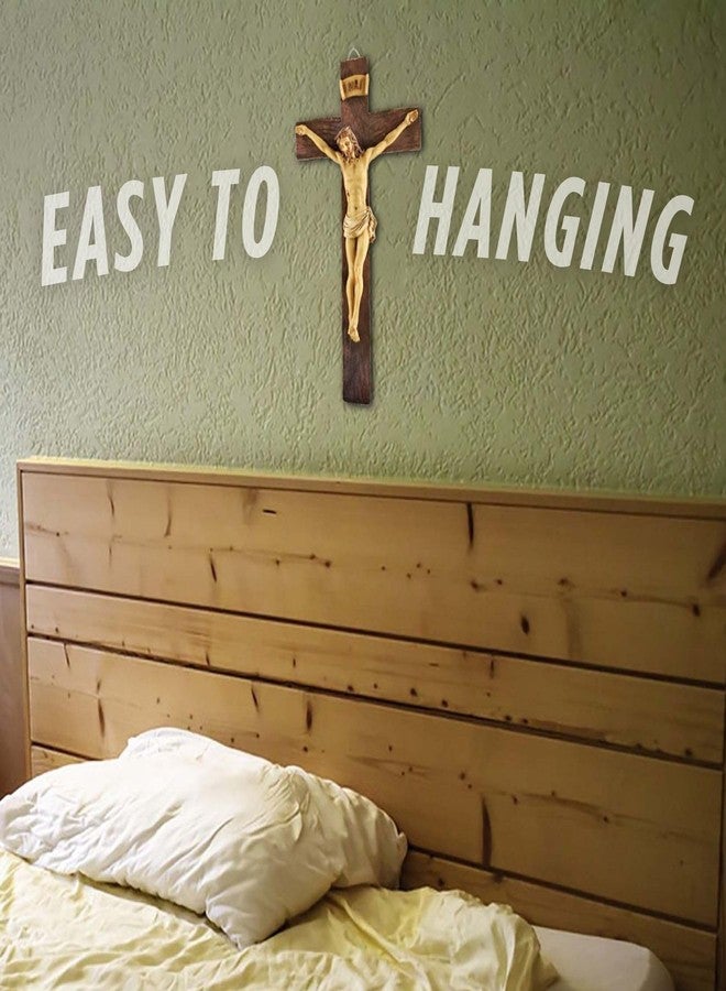 PlentifulHome 9” Resin Crucifix Wall Cross – Catholic Cross for Wall Decor, Jesus Christ Figurine, Inspirational Christian Religious Hanging for Home, Church & Spiritual Gifts - Image 3