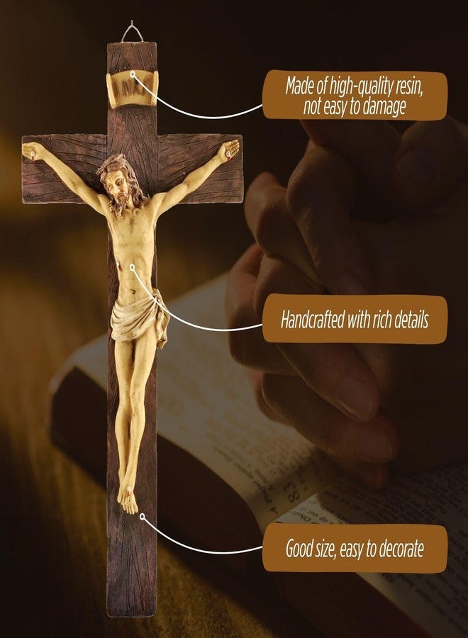 PlentifulHome 9” Resin Crucifix Wall Cross – Catholic Cross for Wall Decor, Jesus Christ Figurine, Inspirational Christian Religious Hanging for Home, Church & Spiritual Gifts - Image 5