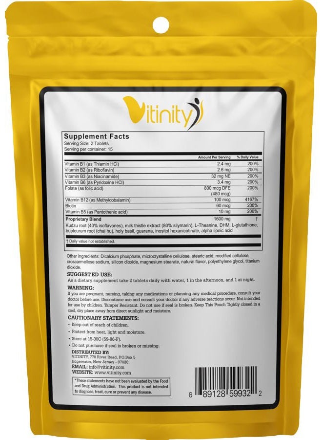 VITINITY Anti Drink Support Supplement-15+Key Ingredients for Craving Support,Liver Health,Kudzu, Milk Thistle,Holy Basil,DHM,All Natural Cleanse,Gradual Reduction,Nutrient Replenisher Tablets(15 Days) - Image 2