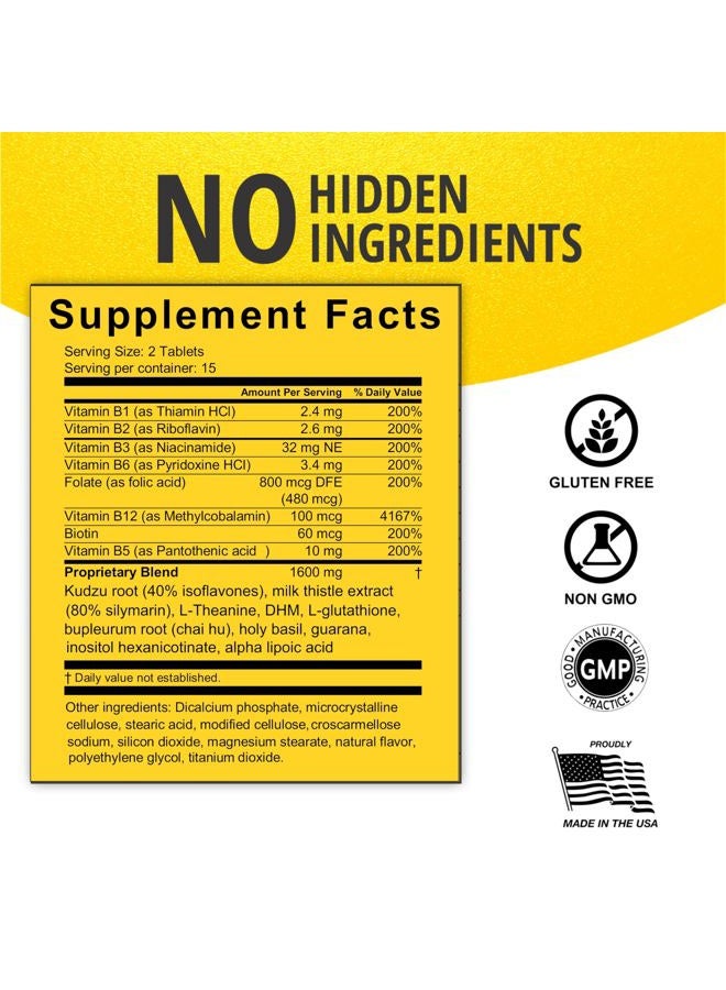 VITINITY Anti Drink Support Supplement-15+Key Ingredients for Craving Support,Liver Health,Kudzu, Milk Thistle,Holy Basil,DHM,All Natural Cleanse,Gradual Reduction,Nutrient Replenisher Tablets(15 Days) - Image 3