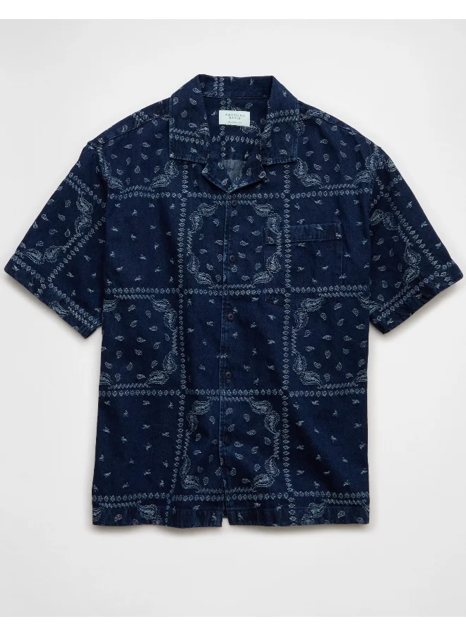 American Eagle AE Poolside Printed Button-Up Shirt