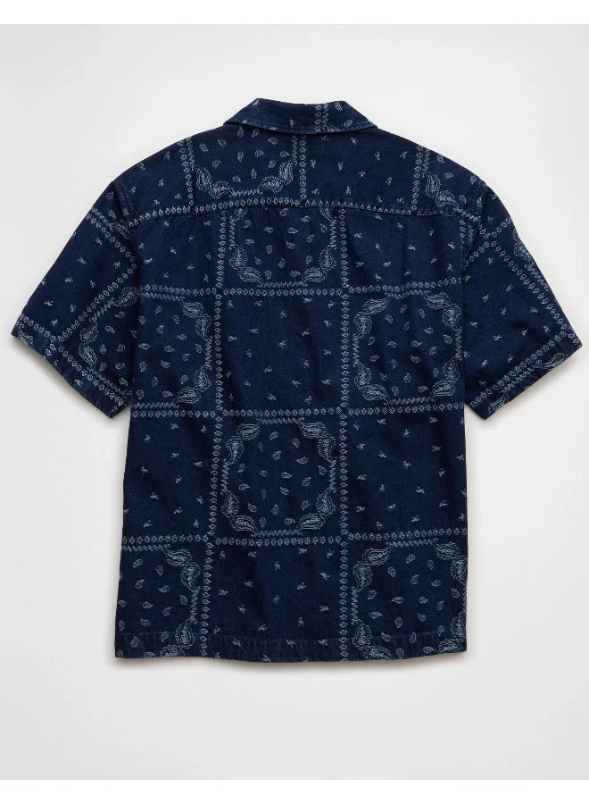 American Eagle AE Poolside Printed Button-Up Shirt