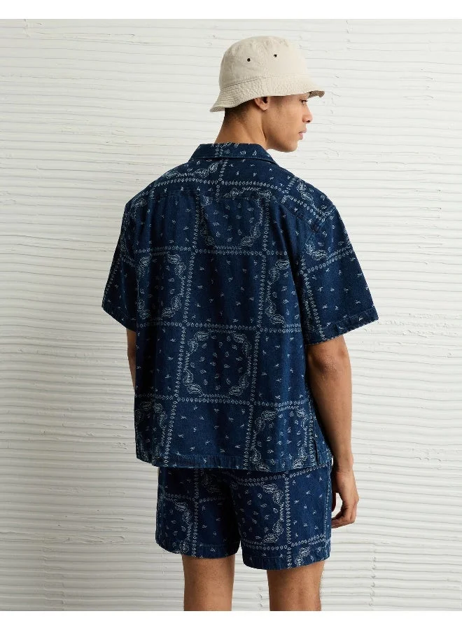 American Eagle AE Poolside Printed Button-Up Shirt