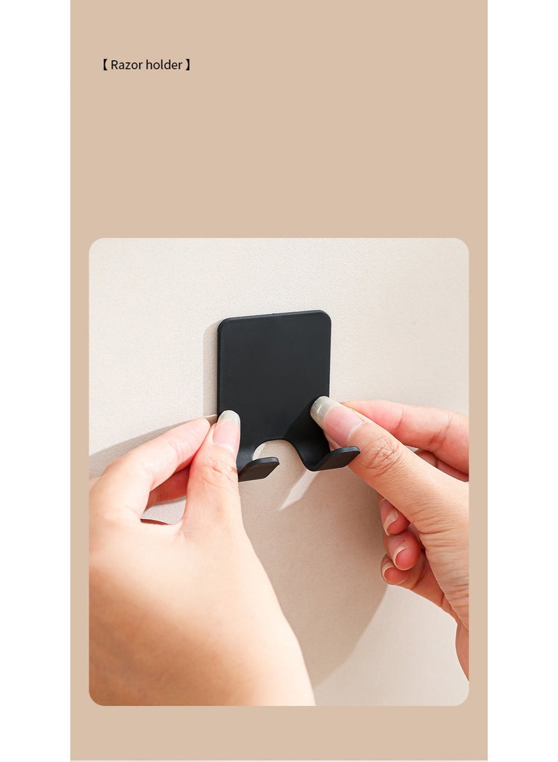 4 PCS Multi-Function Adhesive Hooks - No Drill Storage Holder For Electric Shavers Power Cords, ABS Waterproof Strong Stick Hooks, For Bathroom Kitchen Cabinet ,  4.5x6cm, Black/White - Image 3