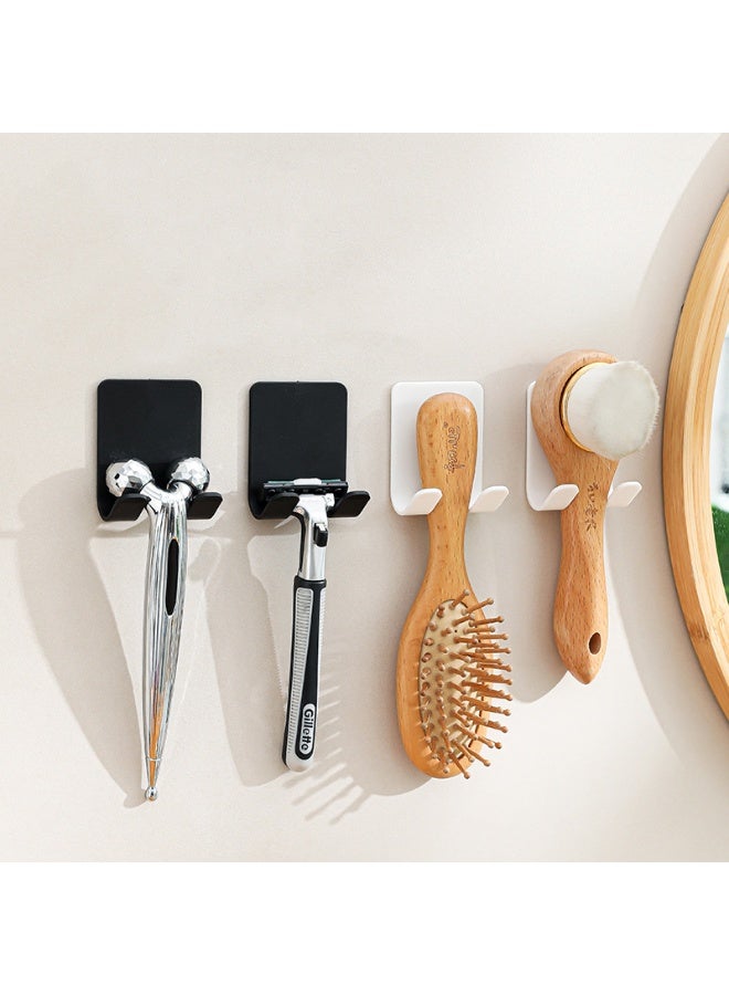 4 PCS Multi-Function Adhesive Hooks - No Drill Storage Holder For Electric Shavers Power Cords, ABS Waterproof Strong Stick Hooks, For Bathroom Kitchen Cabinet ,  4.5x6cm, Black/White - Image 1
