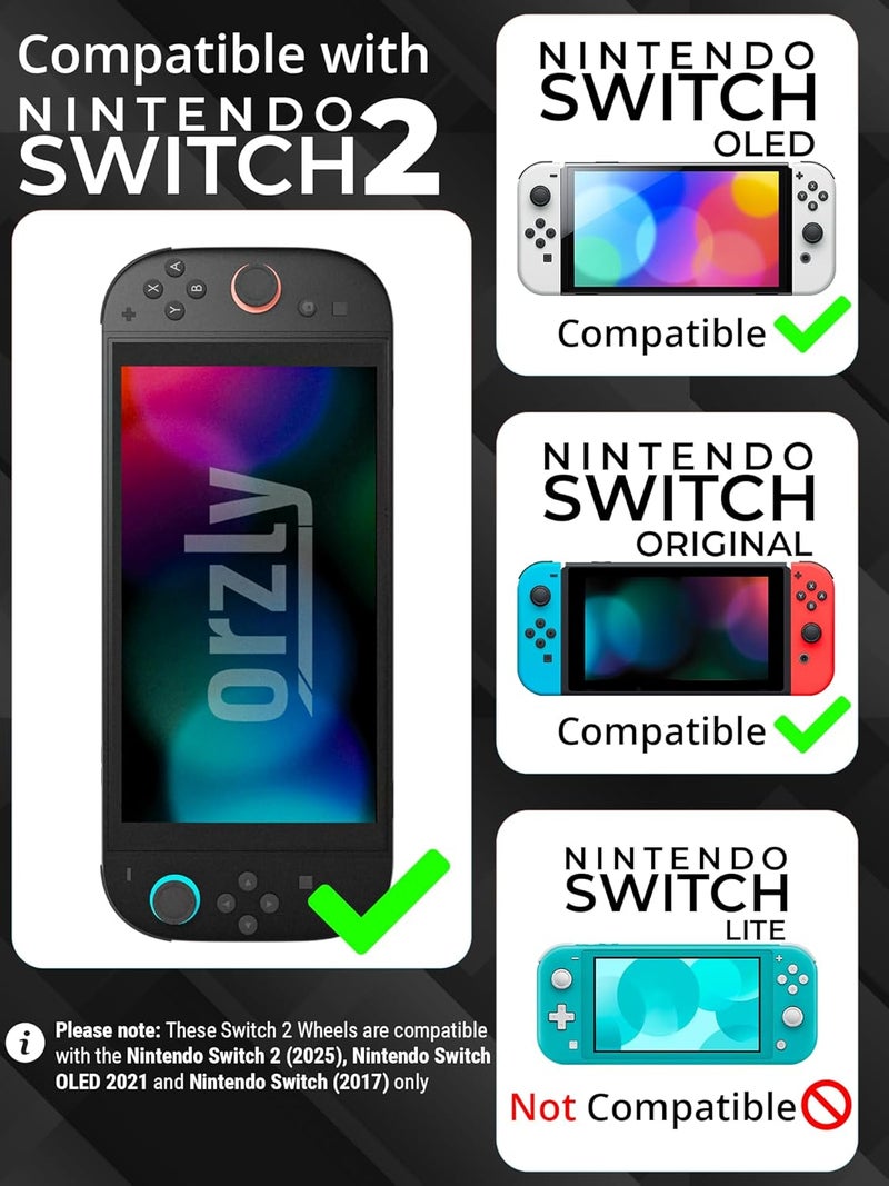 عجلات قيادة Orzly المتوافقة مع Switch 2 (كونسول 2025) – حزمة مزدوجة من إكسسوارات عجلة السباق لوحدات تحكم Joy Con وألعاب سباق الكارت (أحمر واحد، أزرق واحد) - Image 2