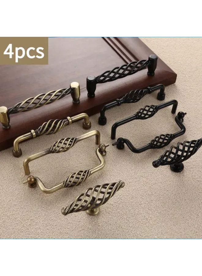 Matte Black Modern Minimalist Cabinet Drawer Handles Birdcage Design 128mm Hole Spacing - Image 3