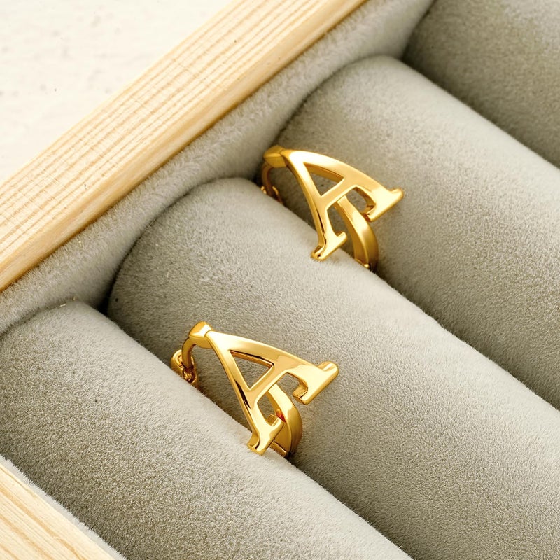 MYEARS Women Initial Earrings Gold Huggie Hoop Sleeper 14K Gold Plated Small Simple Hypoallergenic Everyday Trendy Jewelry Letter A - Image 5